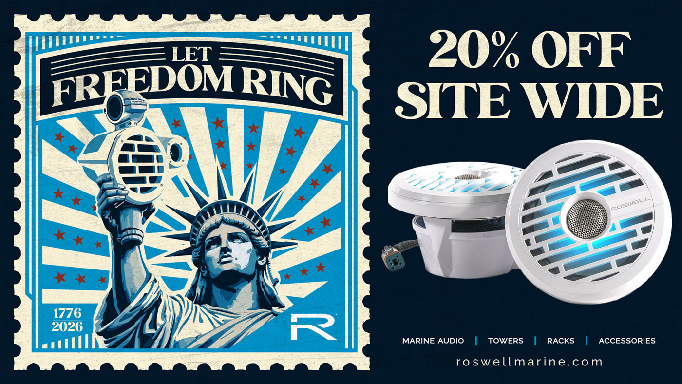 20% Off Site Wide! Marine Audio, Towers, Racks, Accessories. Let Freedom Ring!